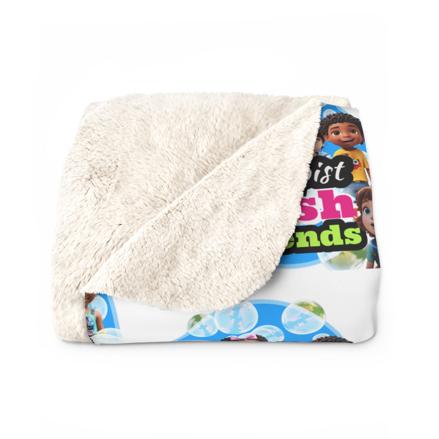 "Therapist Tash Kids with Friends" Cozy Sherpa Fleece Blanket for Kids