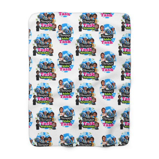"Therapist Tash Kids with Friends" Cozy Sherpa Fleece Blanket for Kids